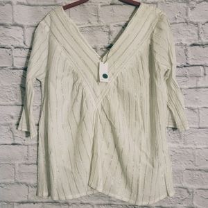 🔥Pink Chicken Metallic Stripe Blouse